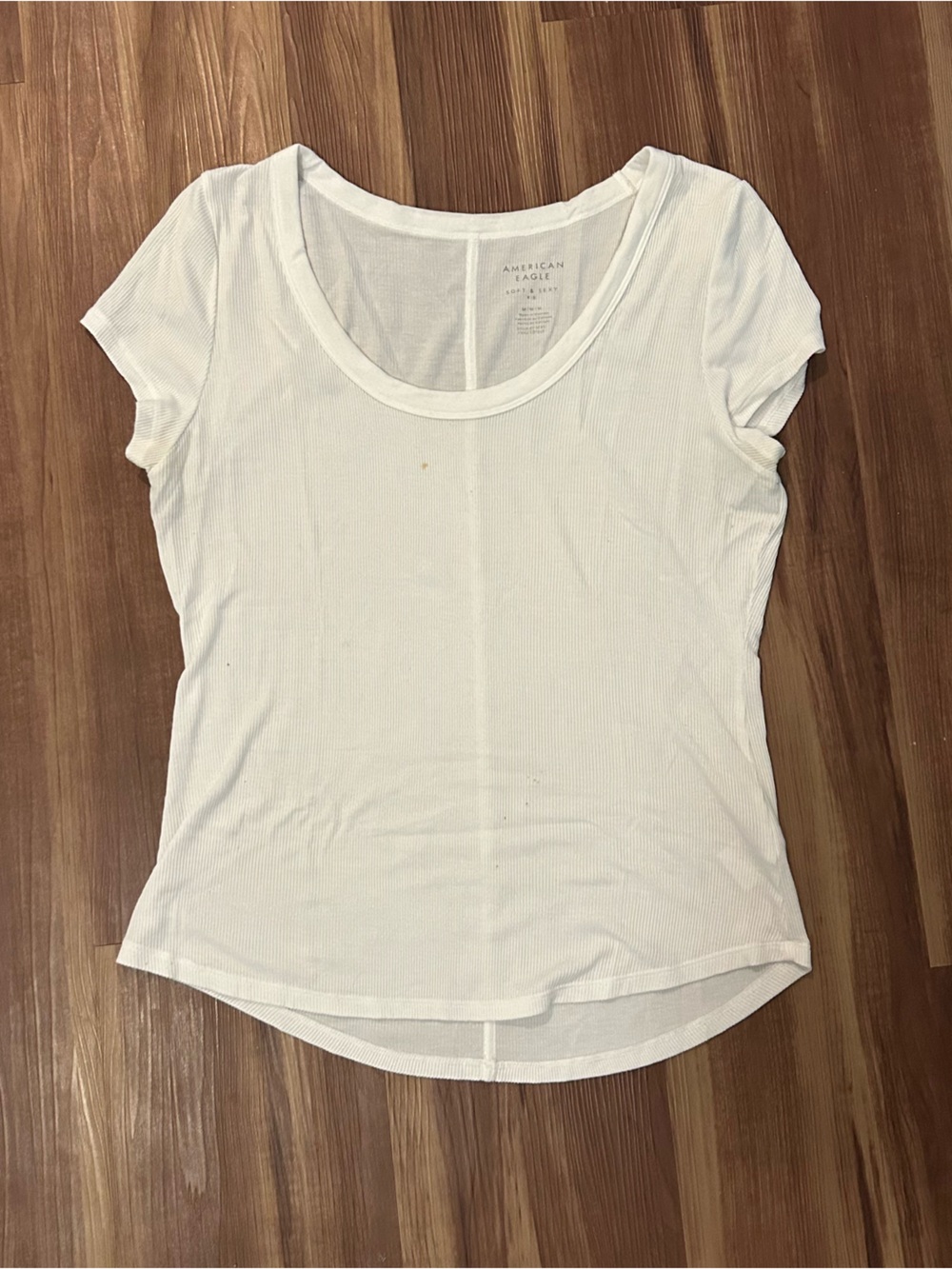 American Eagle Outfitters White Ribbed Scoop Tee